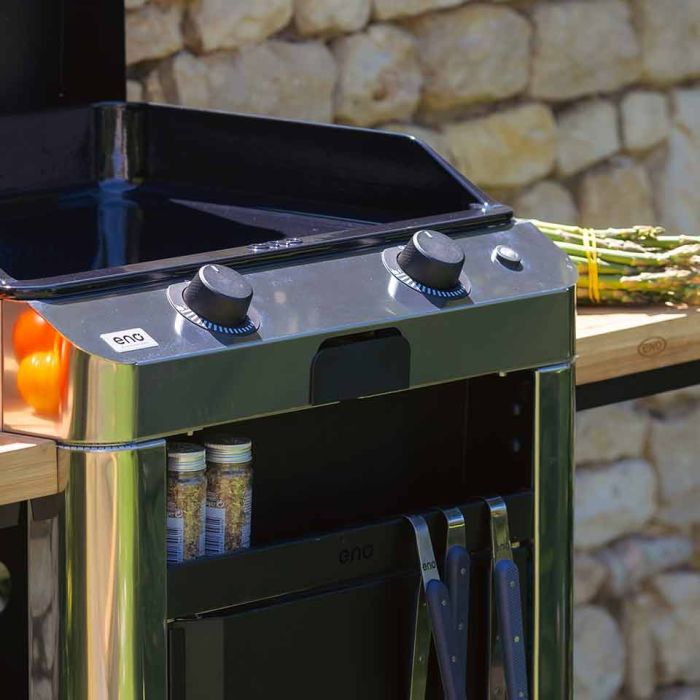 Eno Combo fusion 60 plancha op trolley zwart & inox gas