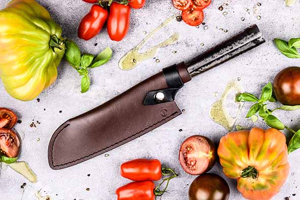 Forged Leather hoes voor santokumes 18cm