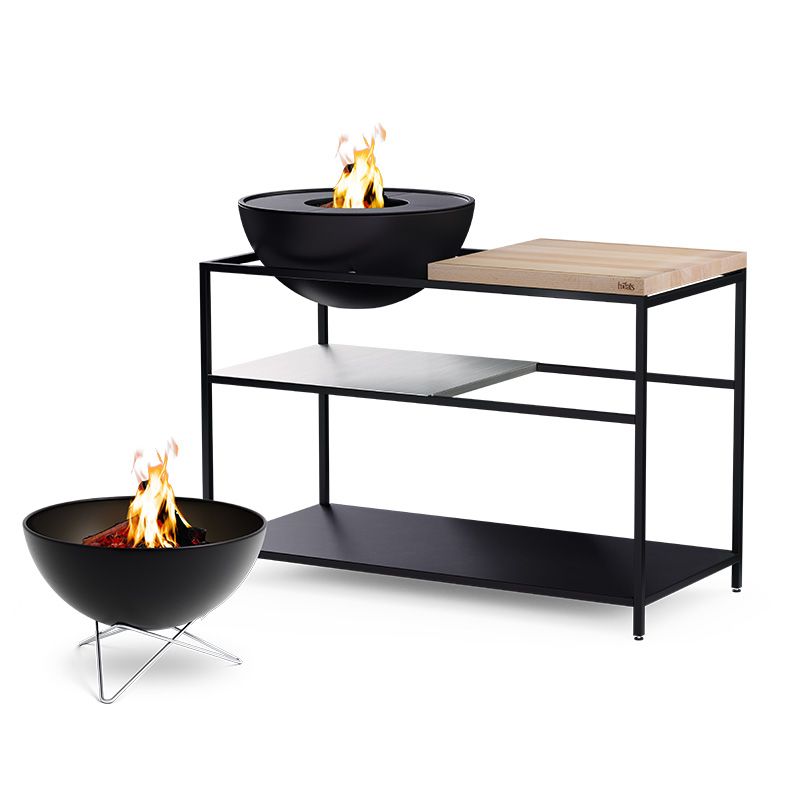 Höfats Fire Kitchen met BOWL 57 Plancha-grillset laag
