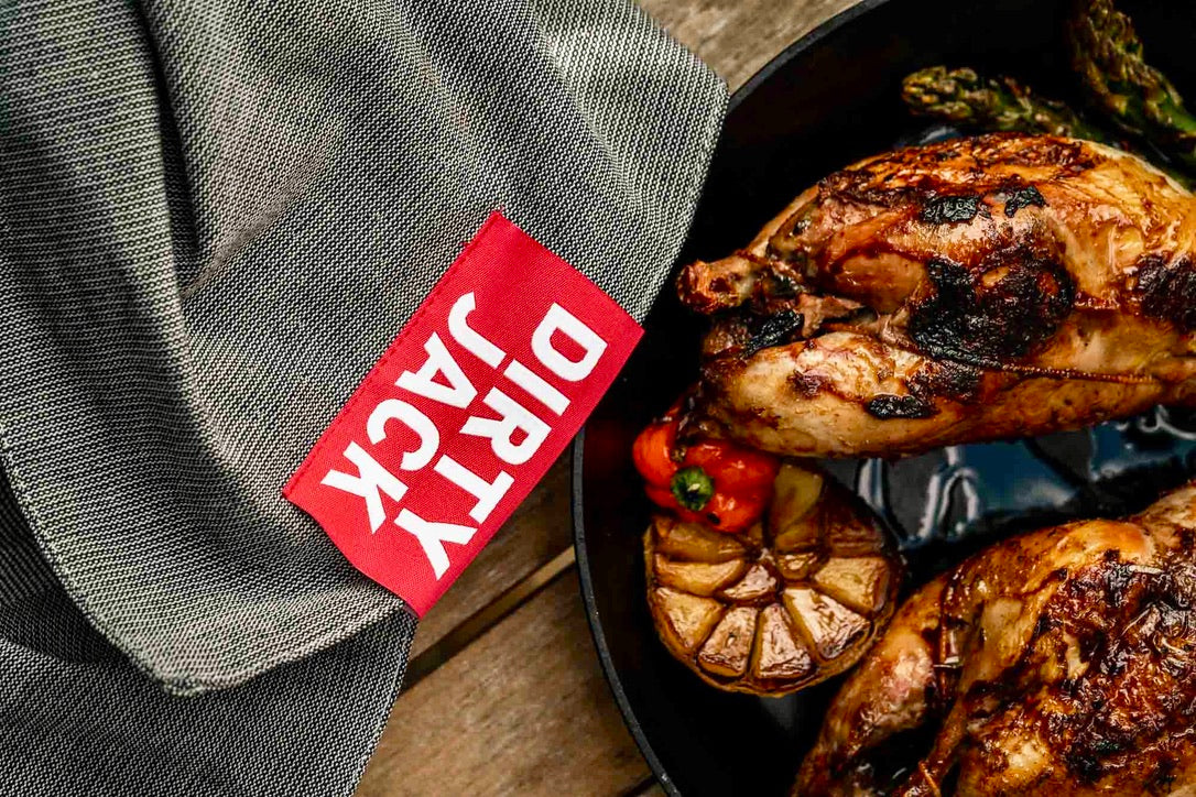 Dirty Jack Kookdoek | Charcoal - Rood
