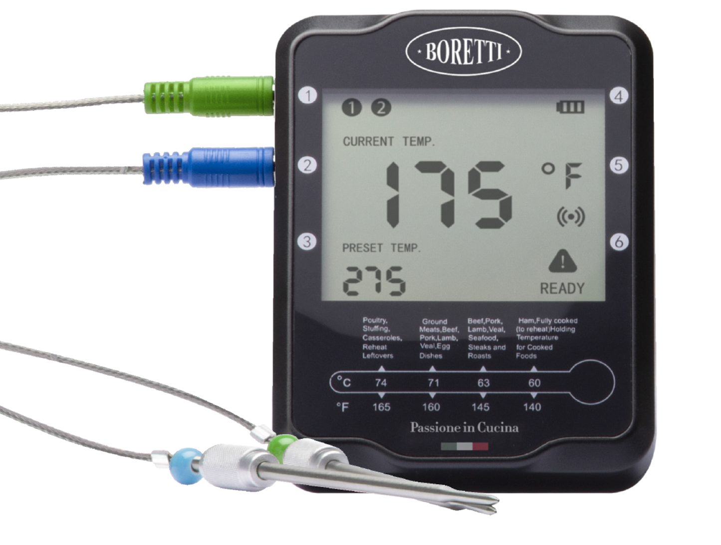 Boretti Thermometer met 2 thermometer probes