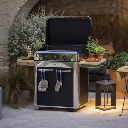 Combo Enosign 80 inox & zwart plancha op trolley gas