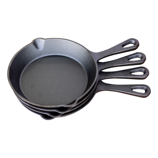 Keij kamado gietijzeren pan - skillet - set van 4 stuks - 16cm - preseasoned