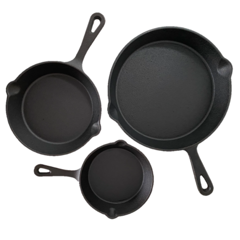 Keij Kamado gietijzeren pan - skillet - set 3 stuks - 16cm, 19,5 cm en 24,5 cm